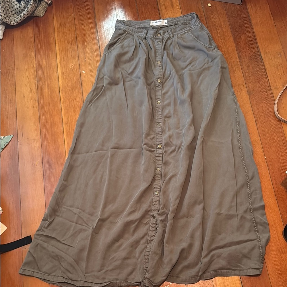 Pistola Button-Down Maxi Skirt in Brown